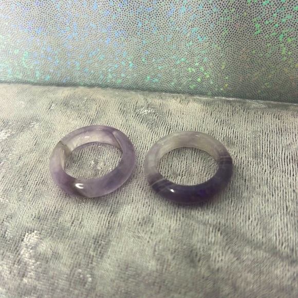 Amethyst rings crystal healing purple geodes natural rocks ring bands π - Picture 4 of 17